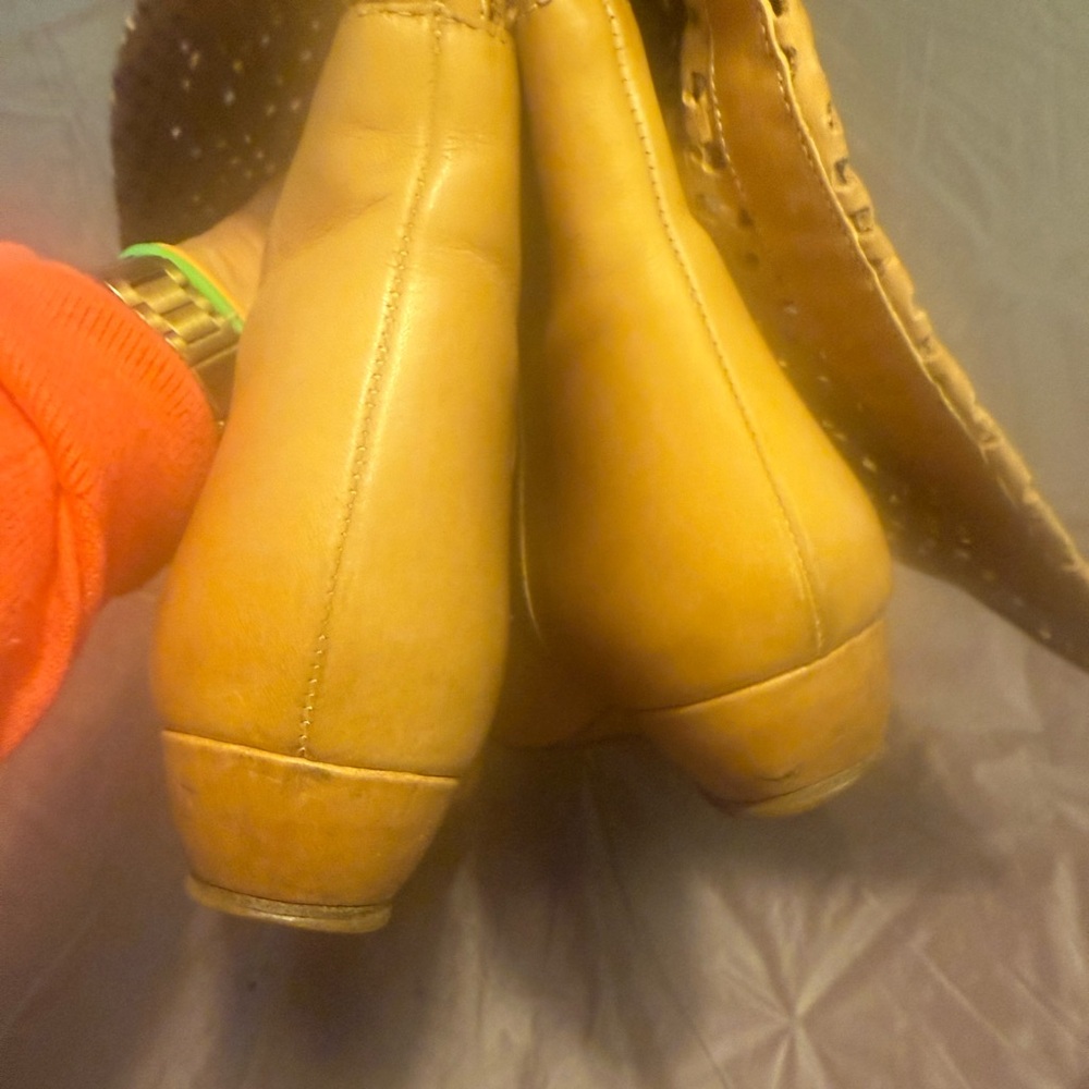 Loeffler Randall Brown Perforated Wedge Heel Knee High Riding Boots Size 6 $498 - Picture 9 of 9